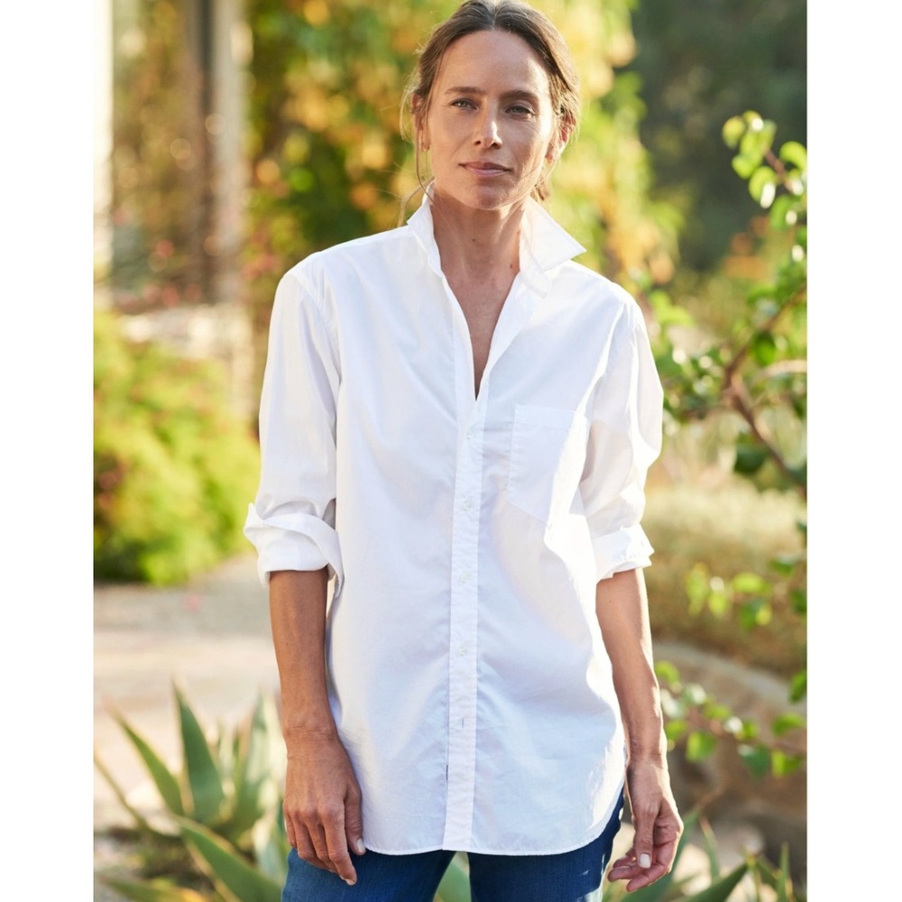 Frank & Eileen Joedy Button Up Shirt Women's XL White Boyfriend Oversized Casual